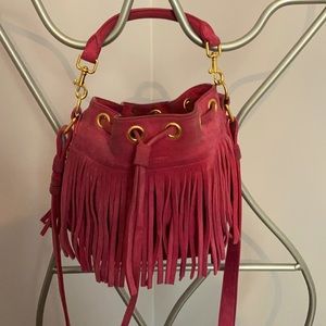 Saint Laurent Emmanual suede hot pink small bag
